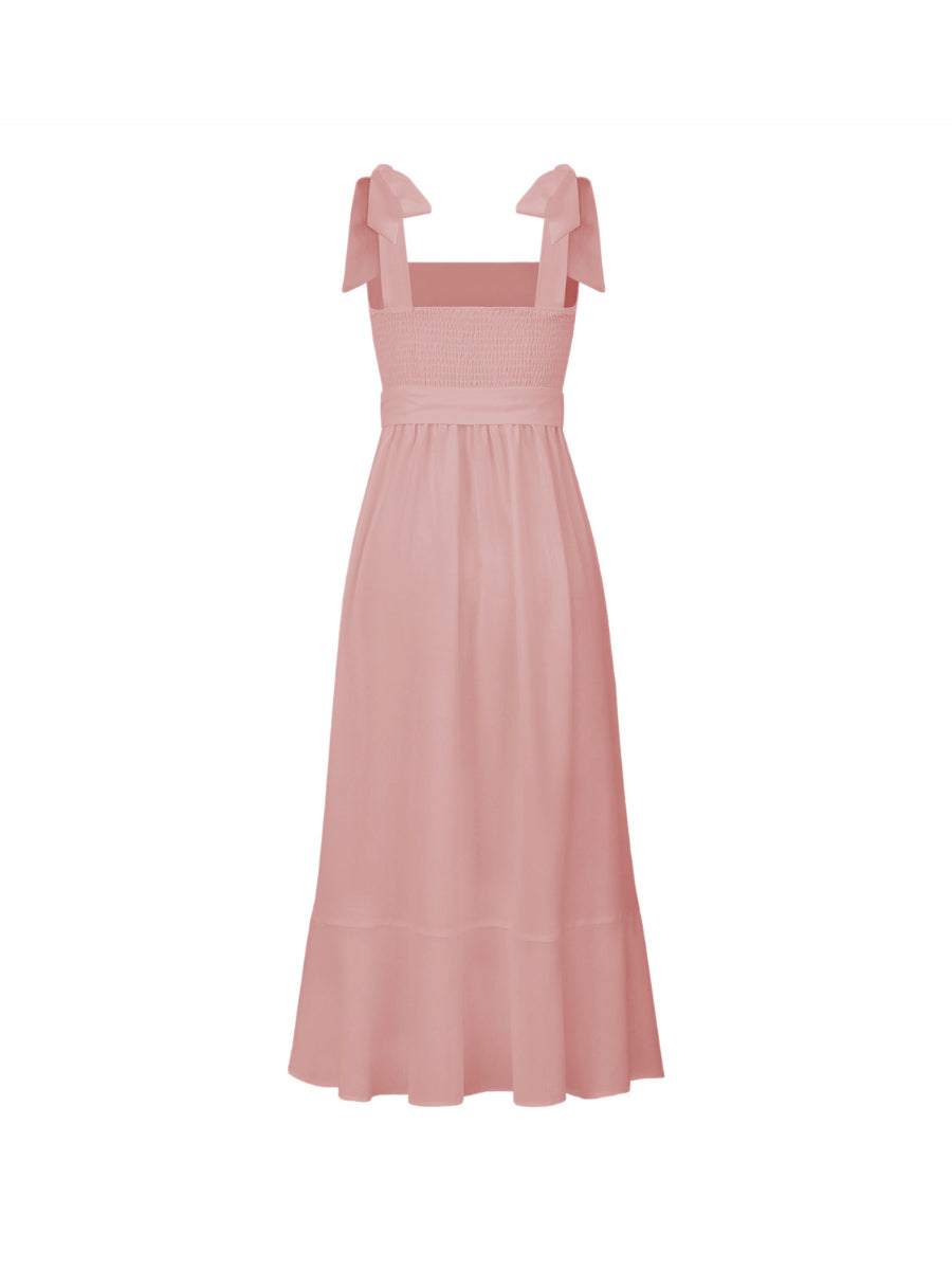 AVIANCA SHOULDER TIE BRIDAL MIDI DRESS - MAUVE
