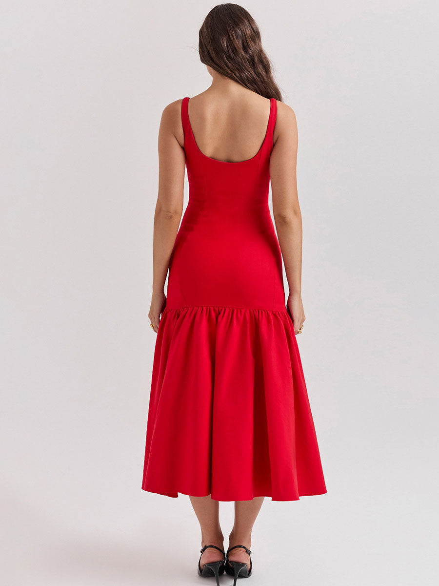 Bodycon Dress Square Neck Backless Ruffles Prom Party Maxi Dresses
