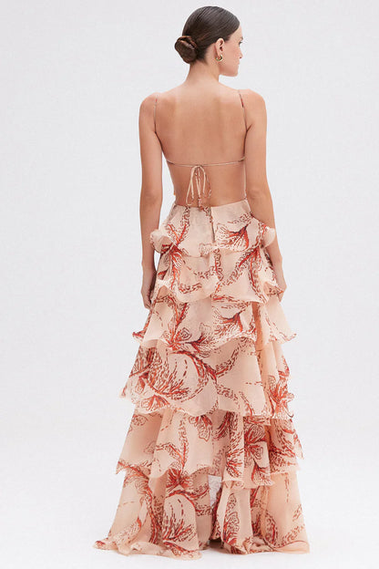 Women’s V Neck Layered Maxi Dress - Elegant Long Occasion Style