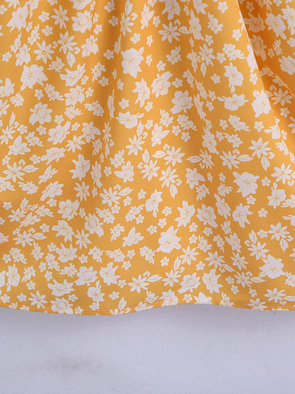Spring Floral Halter Elastic Sleeveless Mini Dress