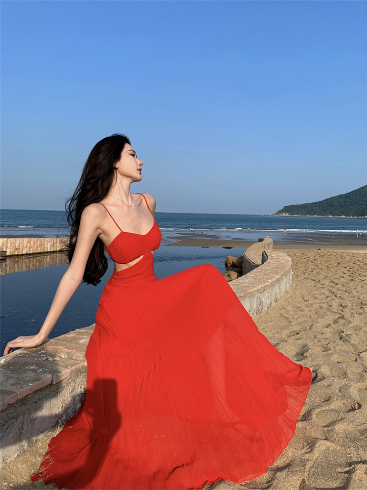 Dopamine Yellow Spaghetti Strap Maxi Dress – Sexy Backless Vacation Outfit