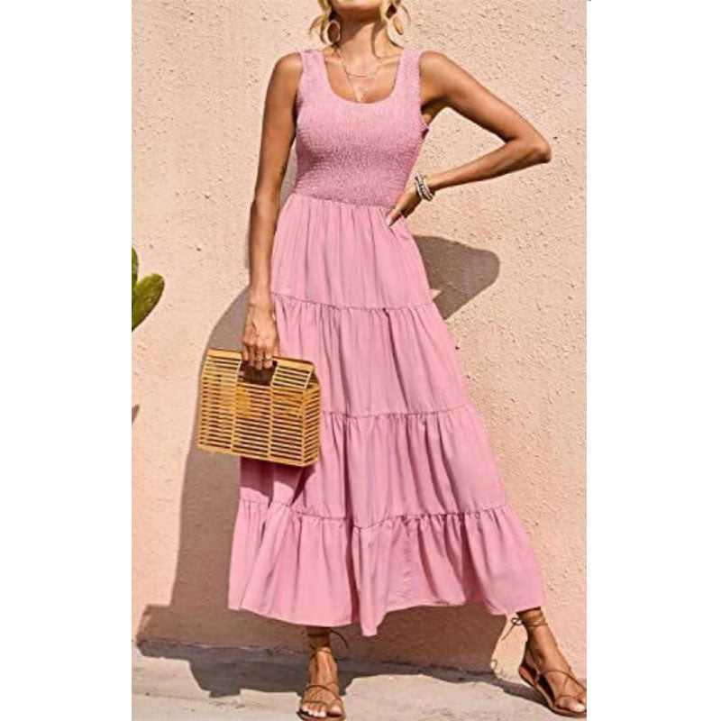 Solid Color Sleeveless Sling Swing Maxi Dress for Women