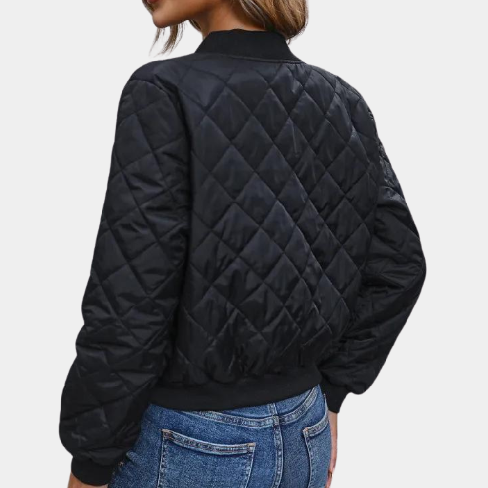 | Women's Quilted Zip-Up Bomber Jacket