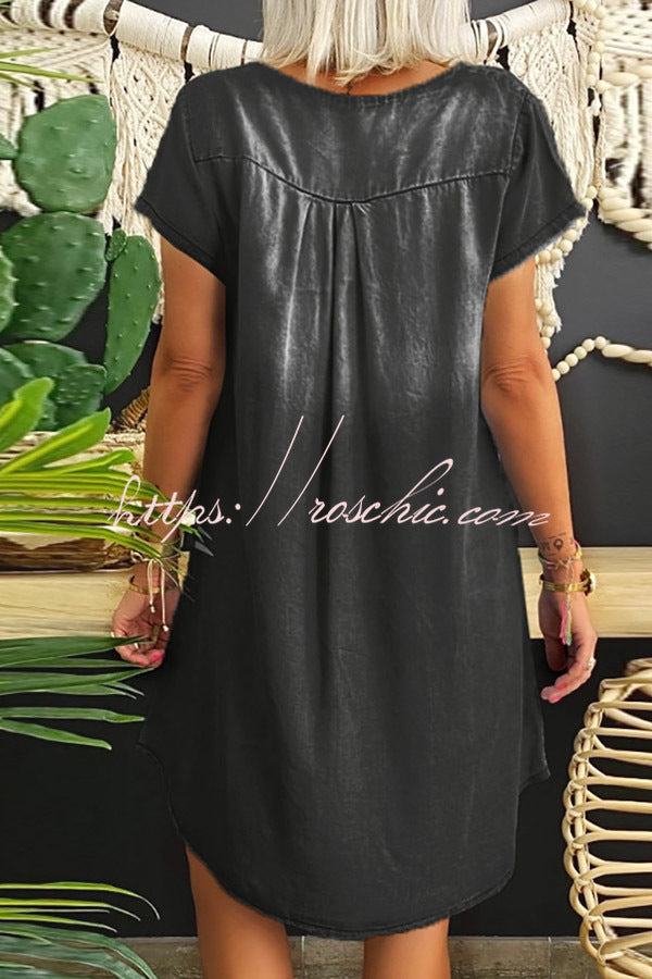 Loose Casual Short Sleeve Denim Mini Dress
