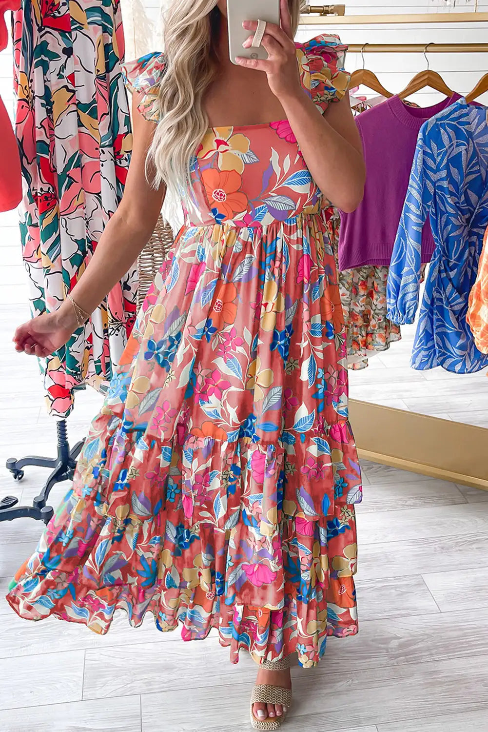pink floral maxi dress
