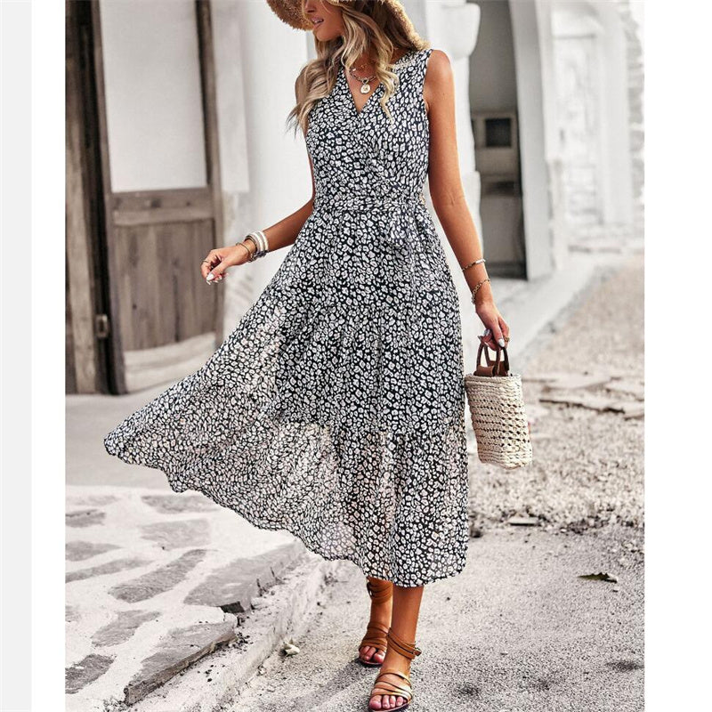 V-Neck Sleeveless Maxi Dress in Vibrant Print Options