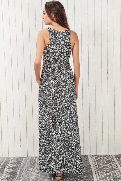 gray leopard print maxi dress