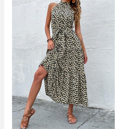 Floral Print Halter Sleeveless Maxi Dress for All Occasions