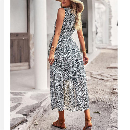 V-Neck Sleeveless Maxi Dress in Vibrant Print Options