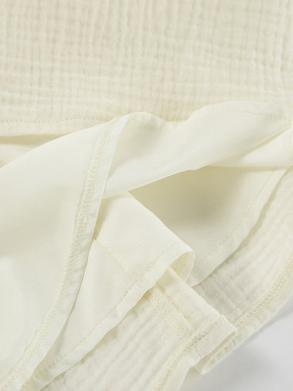 Summer Dress Mini Dresses Ecru White Strapless Pleated Cotton Beach Dress