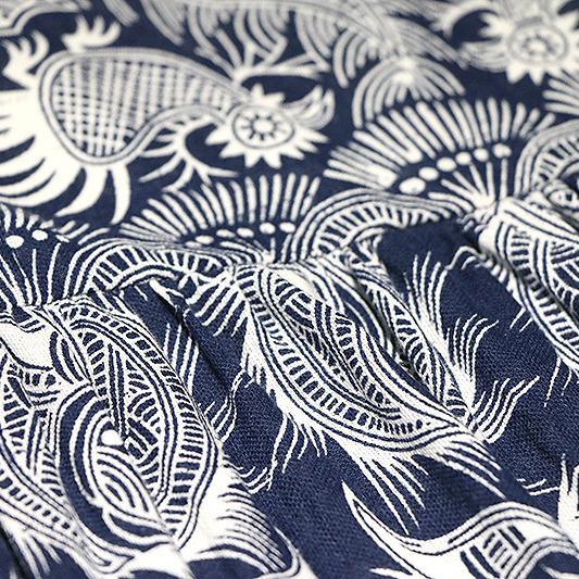 French prints linen cotton clothes For Women plus size Neckline blue Maxi Dress summer
