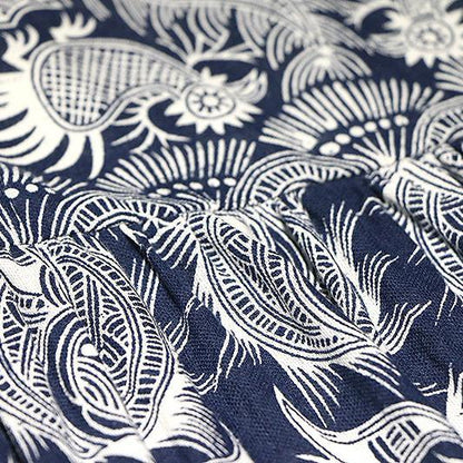 French prints linen cotton clothes For Women plus size Neckline blue Maxi Dress summer