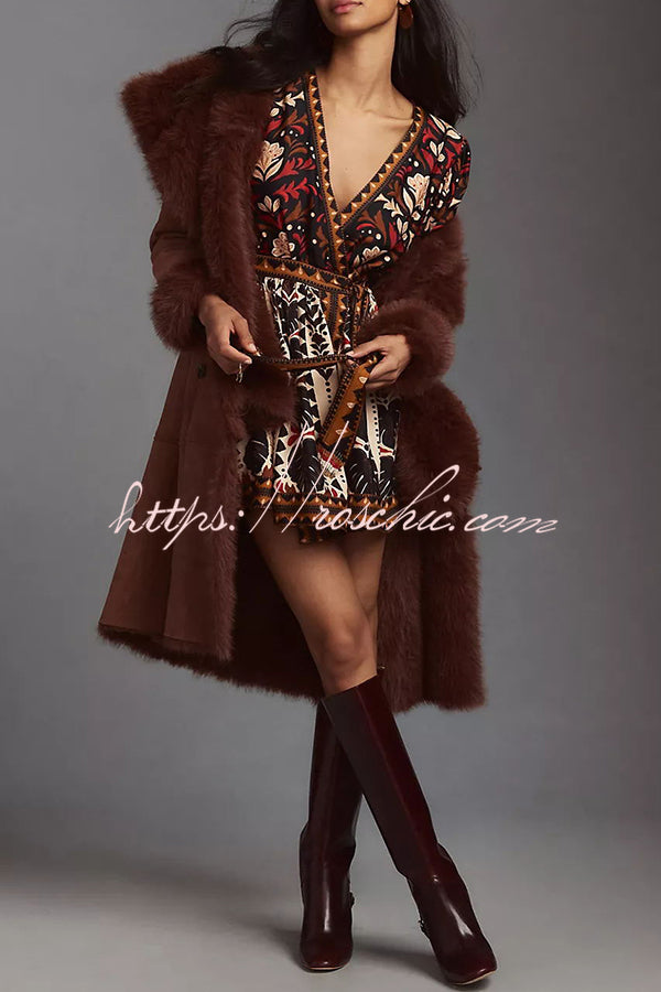 Fashion-forward Exotic Floral Print Lantern Sleeve Belted Mini Dress
