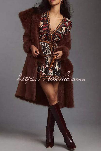 Fashion-forward Exotic Floral Print Lantern Sleeve Belted Mini Dress