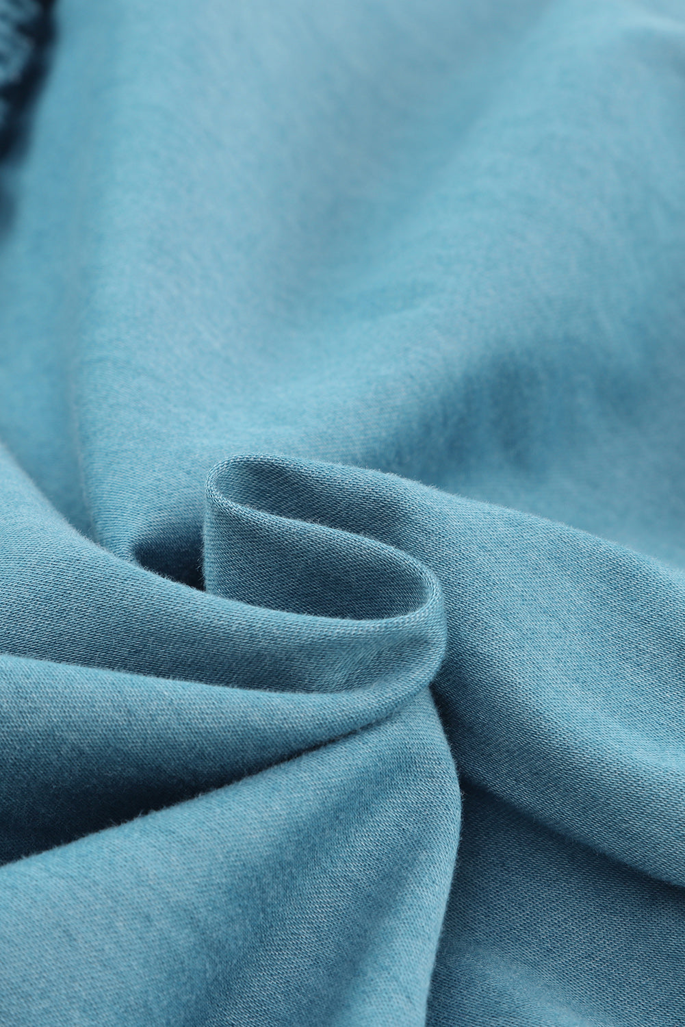 Sky Blue V Neck Bubble Sleeve Ruffle Flared Mini Dress