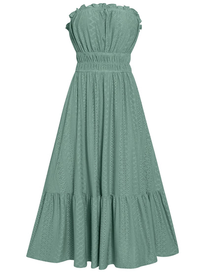 THE NEW YOU STRAPLESS LACE MIDI DRESS - SAGE