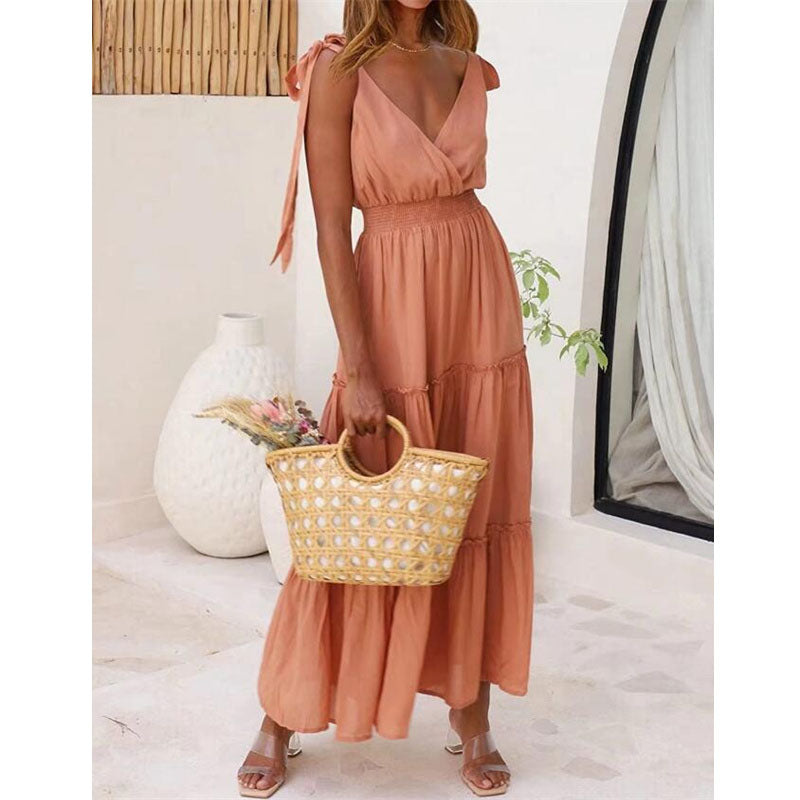 Summer V-Neck Sleeveless Maxi Dress in Multiple Colors