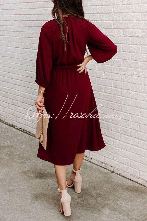 Solid Color Round Neck Big Hem Dress