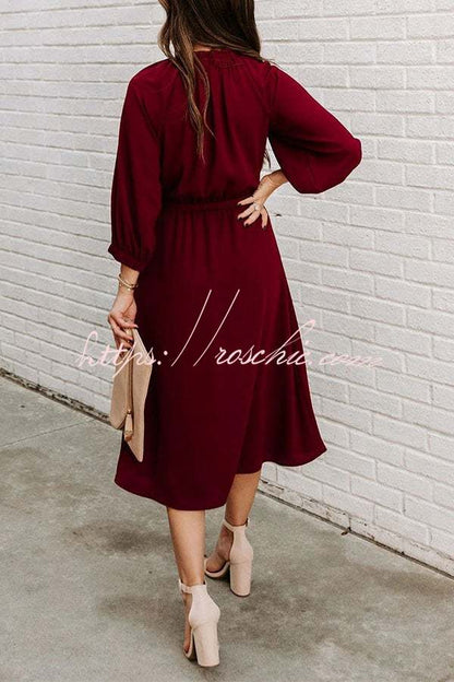 Solid Color Round Neck Big Hem Dress