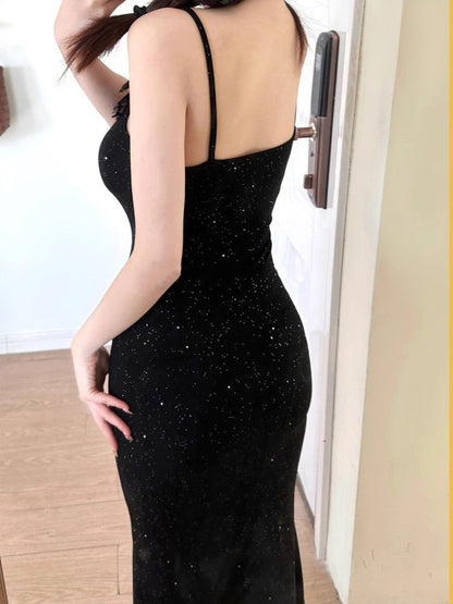 Sequins Bodycon Dress Women Summer 2024 Sleeveless Backless Sexy Outfits Party Club Sundress Black Birthday Midi Dresses Clothes
