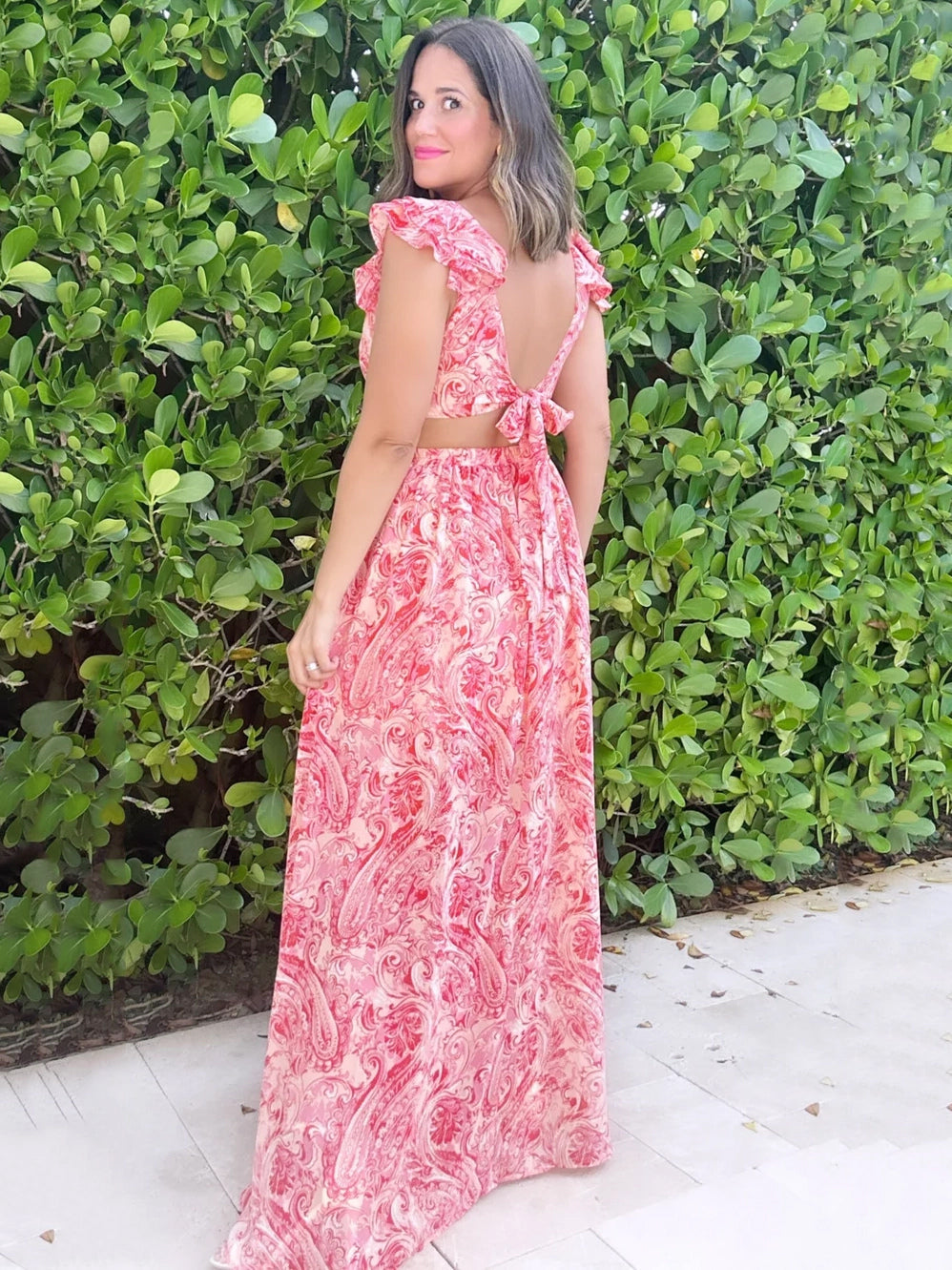 Floral Maxi Dresses Layered Ruffles V-Neck Sleeveless Backless Front Slit Sexy Summer Long Dresses