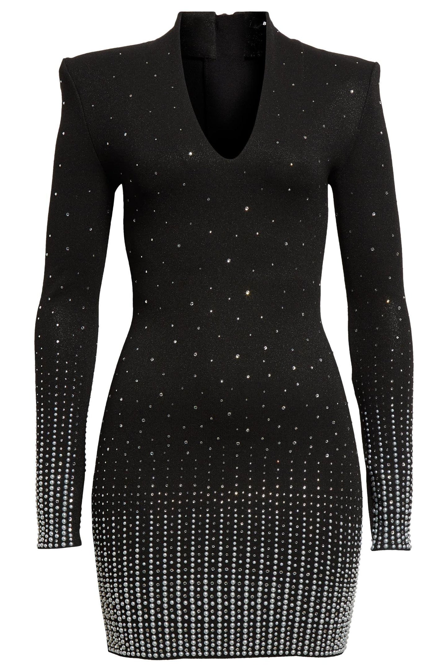 Jersey Rhinestone V-Neck Mini Dress