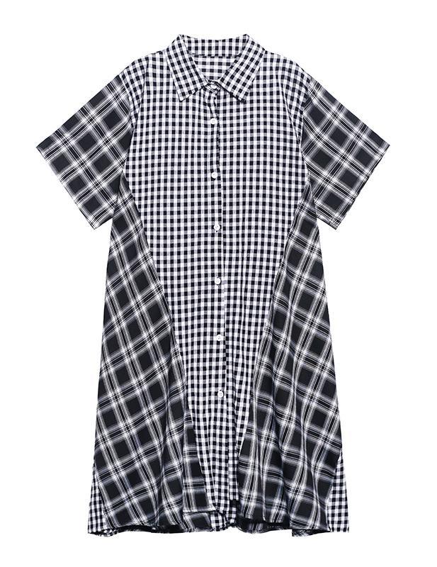 Elegant Plaid Patchwork Cotton Summer Maxi Dresses