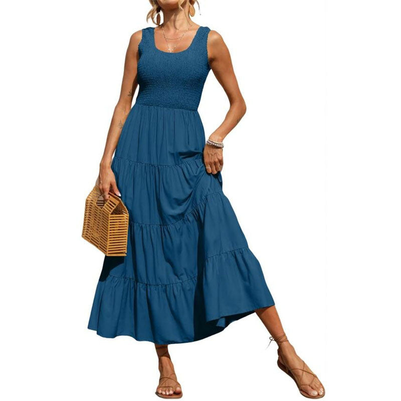 Solid Color Sleeveless Sling Swing Maxi Dress for Women