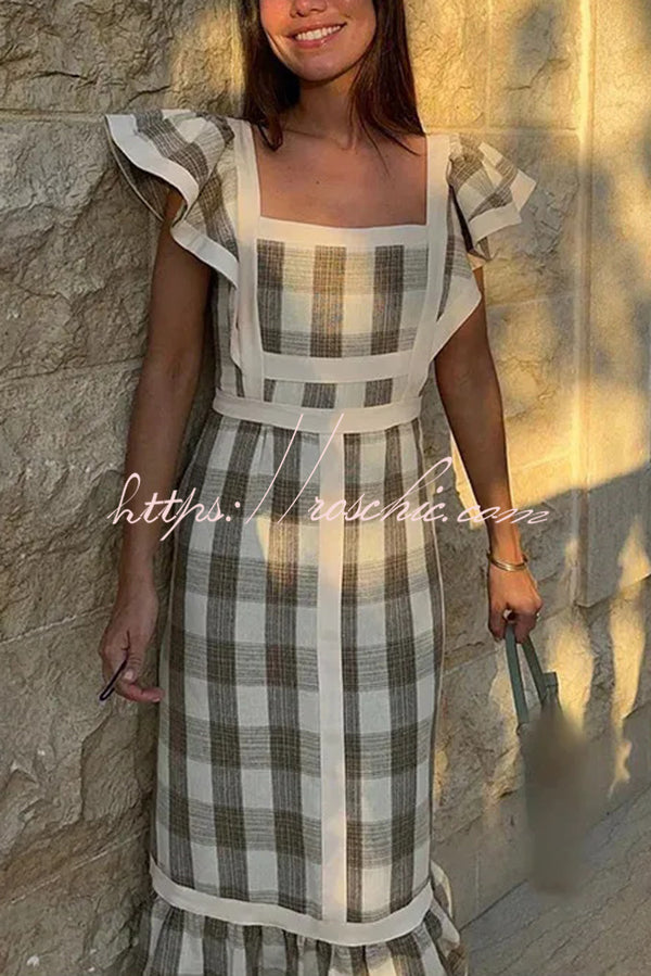 Contrast Paneled Sleeveless Square-neck Maxi Dress