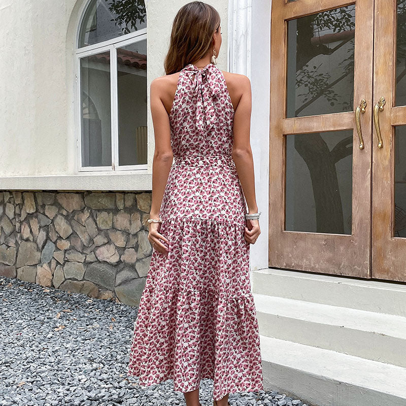 Floral Print Halter Sleeveless Maxi Dress for All Occasions