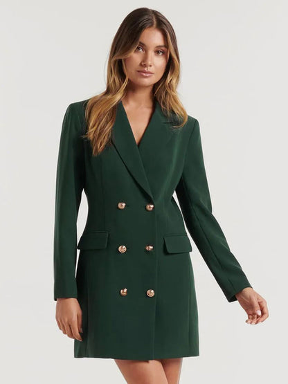 BlazerJacket For Women Turndown Collar Long Sleeves Mini Dresses