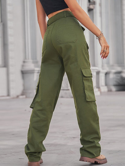 Belted Baggy Denim Cargo Jeans