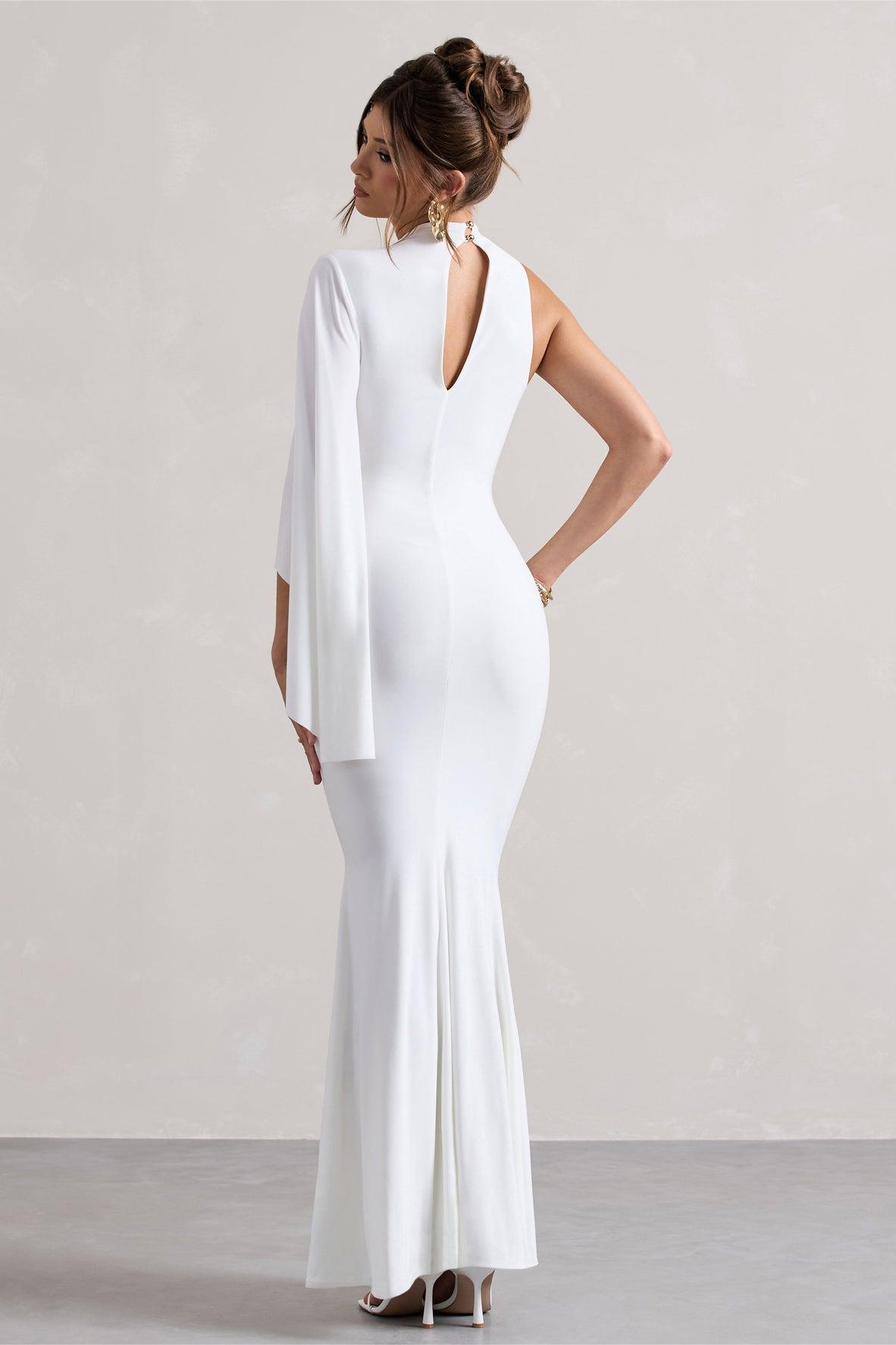 Cape Sleeve Solid Round Neck Midi Dress
