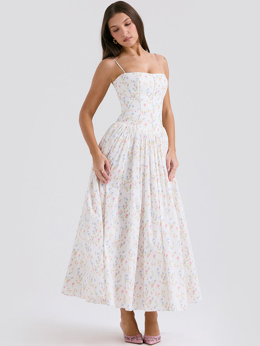 Corset Dress Mini Floral Ultra Spaghetti Strap Backless Party Midi Dresses