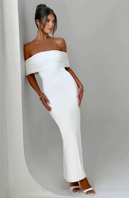 Elegant Strapless Black Maxi Dress