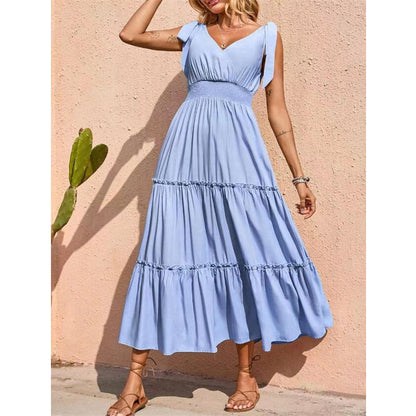Summer V-Neck Sleeveless Maxi Dress in Multiple Colors