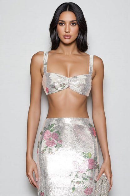 Orinthia Floral Sequin High Waist Maxi Dress