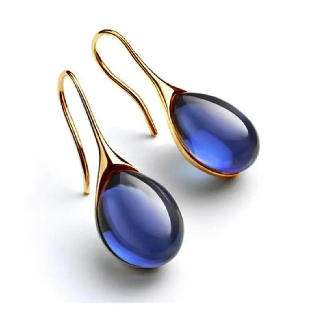 Aurora Teardrop Crystal Earrings | Gold Cat’s Eye Design