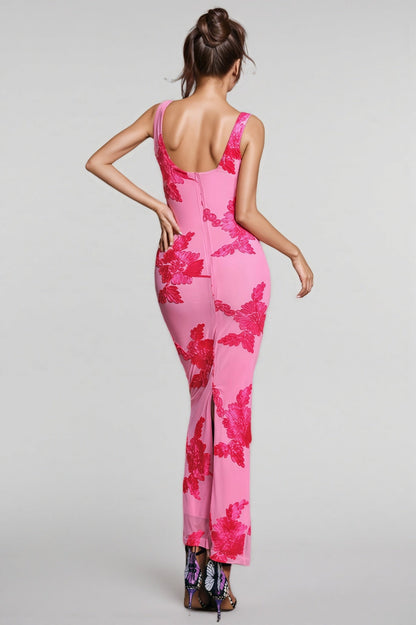 Cazrik Sleeveless Flower Maxi Dress