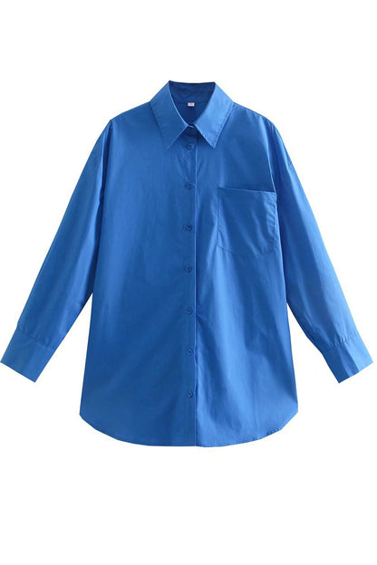 Candy Color Mid-length Cotton Blouse