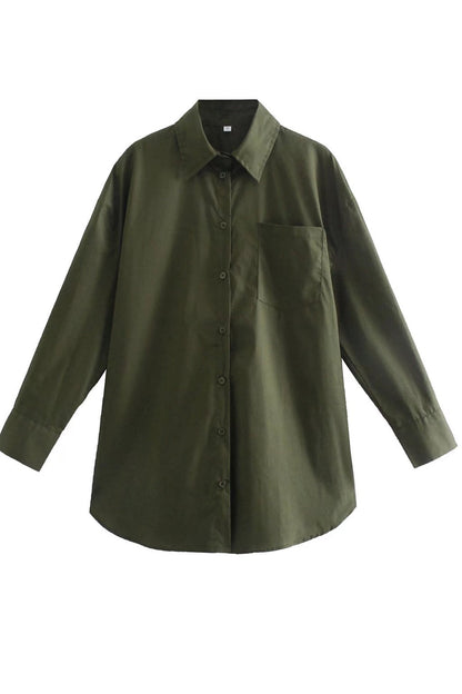 Candy Color Mid-length Cotton Blouse