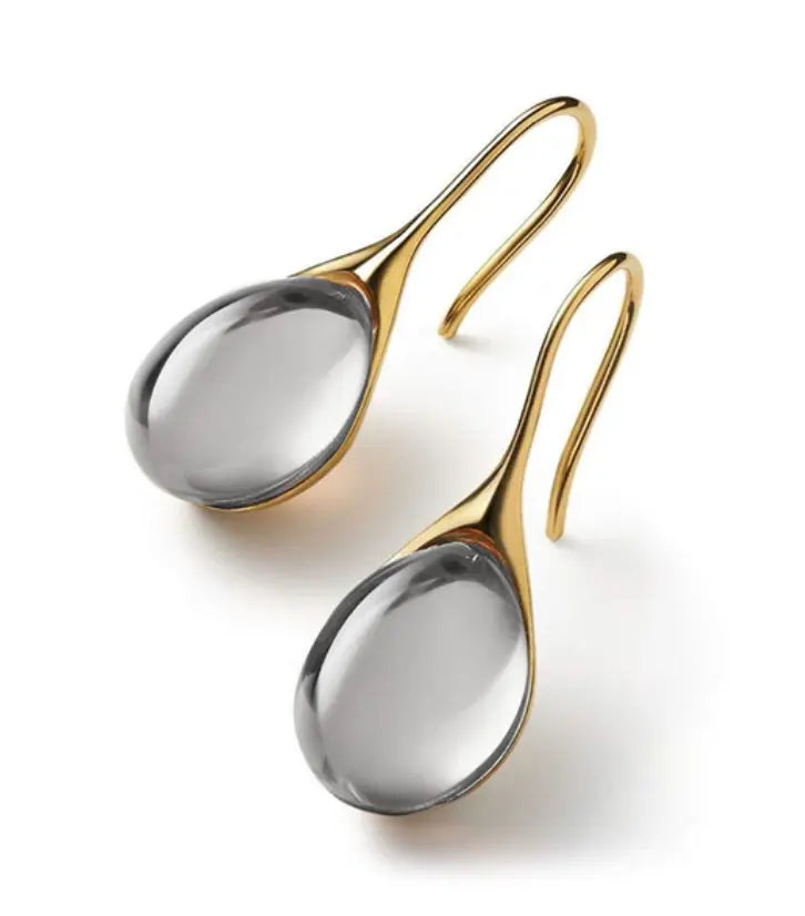 Aurora Teardrop Crystal Earrings | Gold Cat’s Eye Design