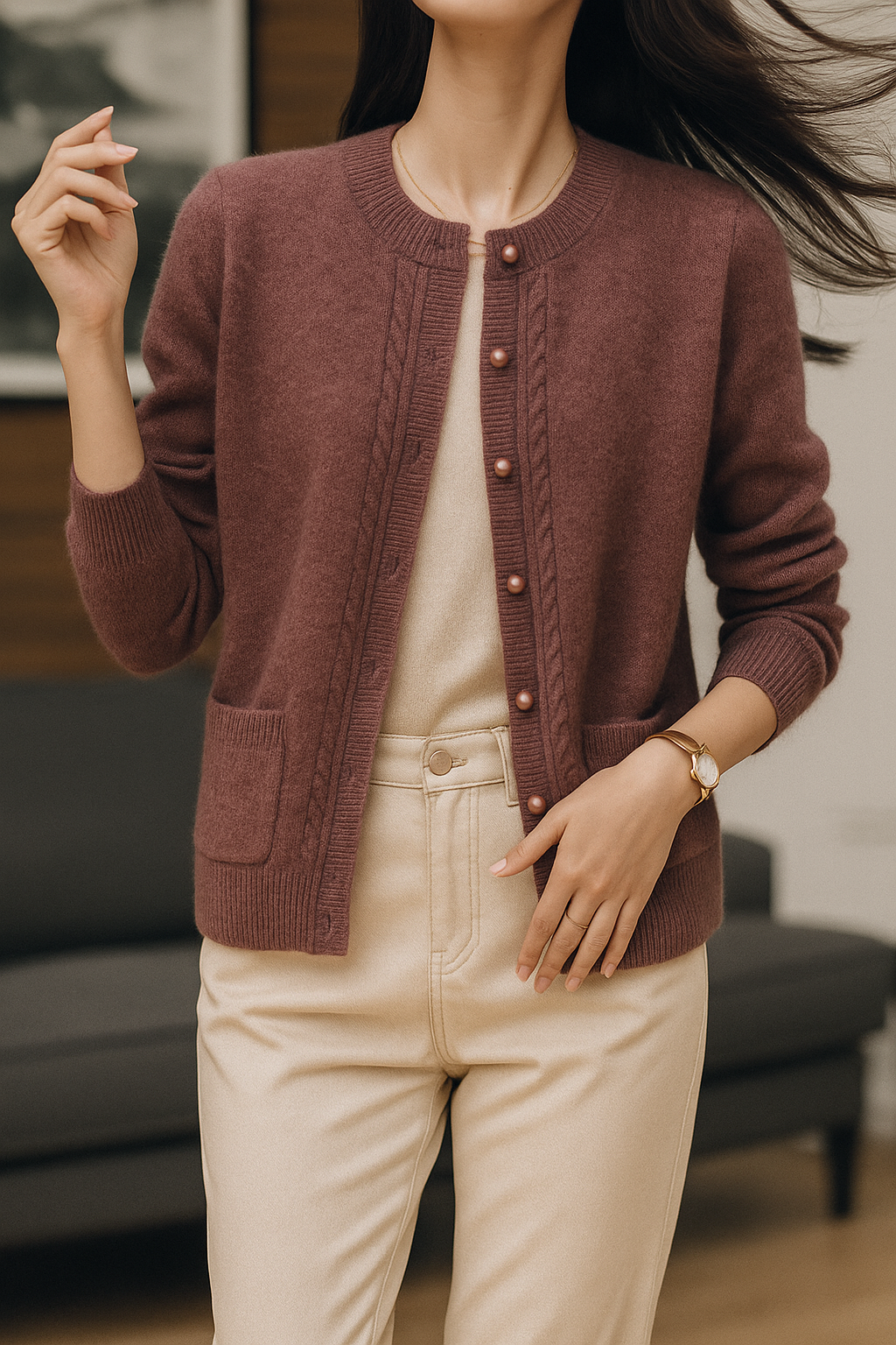 | Pearl Trim Cardigan