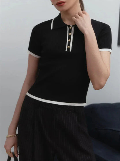 Casual Contrast Corduroy Top