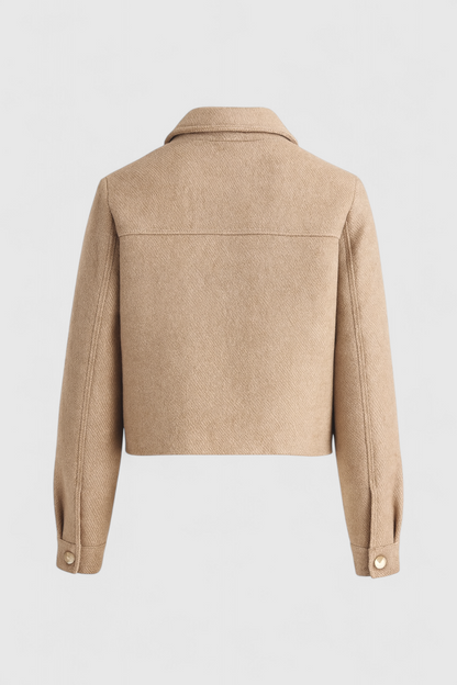 Maison Cropped Button Jacket | Turn-Down Collar Structured Fit Autumn