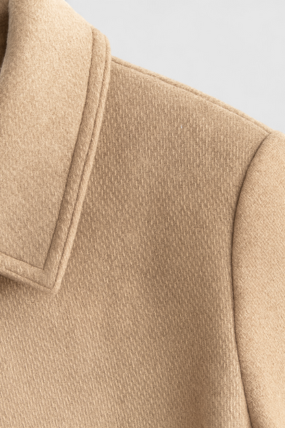 Maison Cropped Button Jacket | Turn-Down Collar Structured Fit Autumn