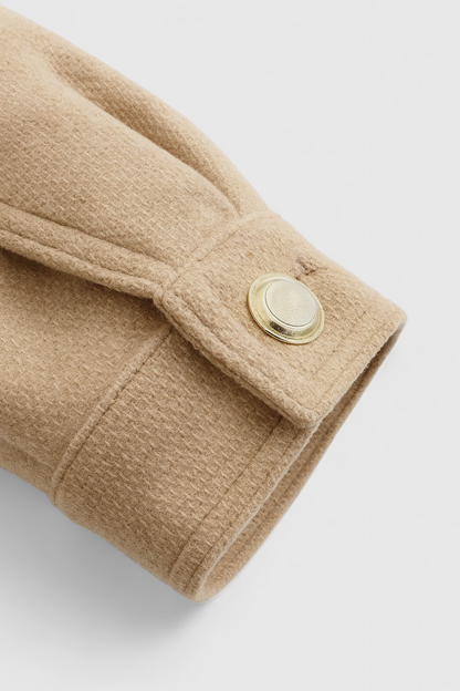 Maison Cropped Button Jacket | Turn-Down Collar Structured Fit Autumn