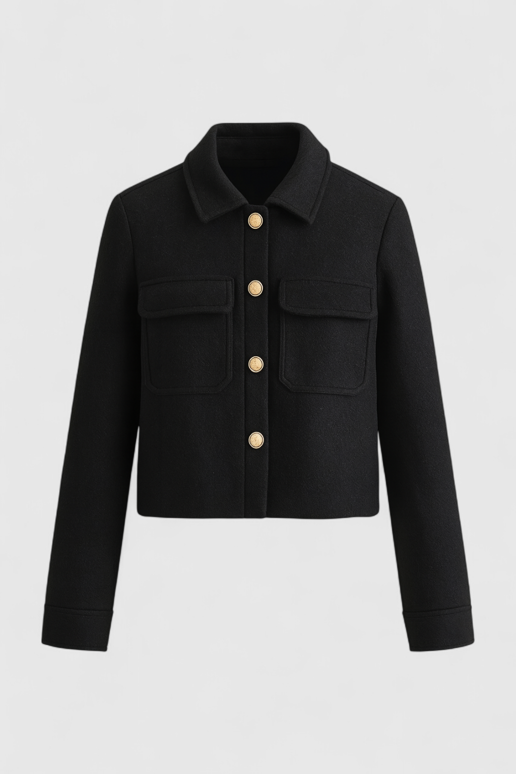Metal-Button Pocket Jacket | Turn-Down Collar, Regular Fit