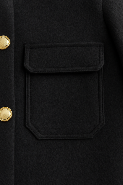 Metal-Button Pocket Jacket | Turn-Down Collar, Regular Fit