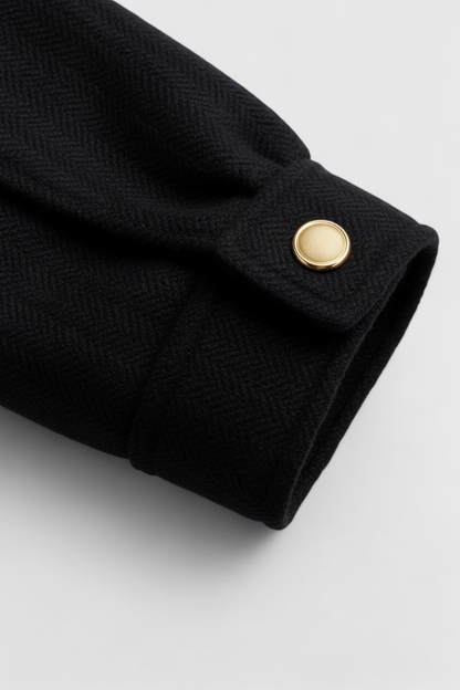 Metal-Button Pocket Jacket | Turn-Down Collar, Regular Fit
